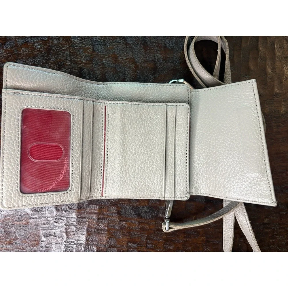 Hammitt Crossbody Wallet Mini Purse Pebbled Leather Red Lining Silver Hardware